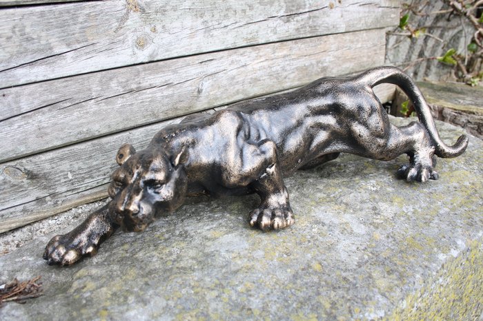 sculptuur, "Creeping Panther" - 41 cm - IJzer (gegoten/gesmeed)