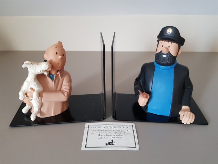 Tintin - Statuettes Serre-livres Leblon Delienne - Haddock buste + Milou lèche Tintin - (1994)