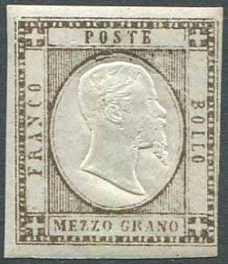 neapolitanische Provinzen 1861 - Half grano black brown, very rare colour. Sassone €110,000. 2 certificates. - Sassone N. 18ba