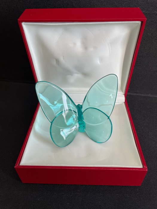 Baccarat - Papillon porte-bonheur (1) - Cristal de couleur turquoise