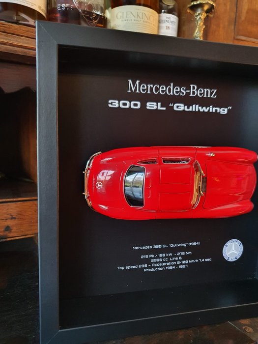 Preview of the first image of Decorative object - 3D Framed Mercedes 300 SL Gullwing (1954) - Wheels in Frame.
