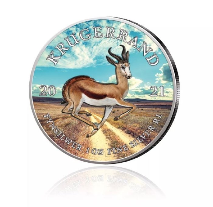 South Africa. 1 Rand 2021 - "Springbock - colorized " - 1 Oz