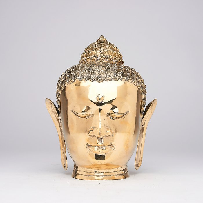 Rzeźba, NO RESERVE PRICE - Buddha Head Sculpture - 25 cm - Brązowy