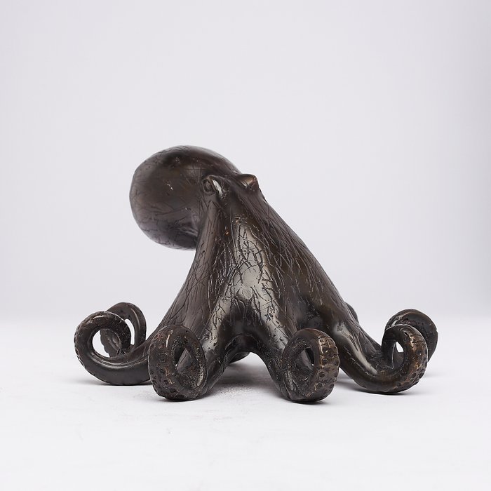 Szobor, Sculpture Octopus - Bronze - 15 cm - Bronz