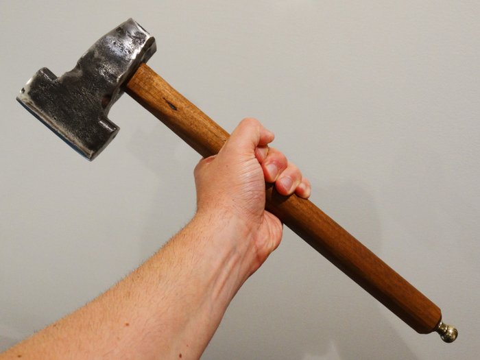 Hamer oude tool smid gesmeed antiek handvat hoofd smeden ijzeren hand smeden slee 1900 Mason - Ijzerhout
