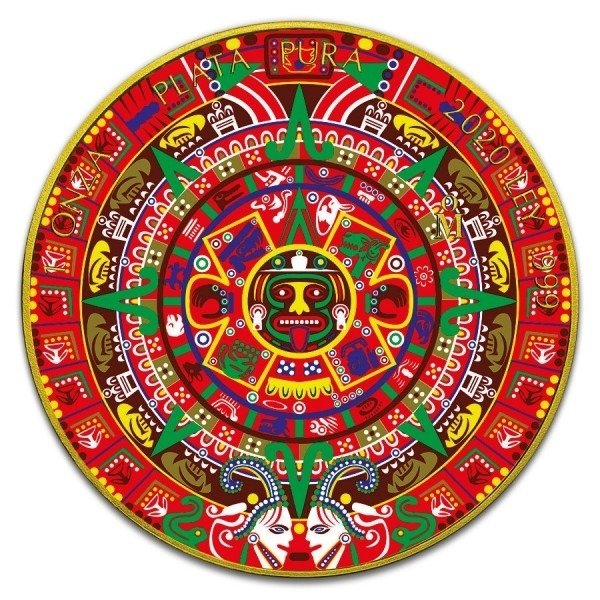 Mexique. 1 Onza 2020 Mexican Libertad Aztec Calendar Colorized Gilded - 1 oz