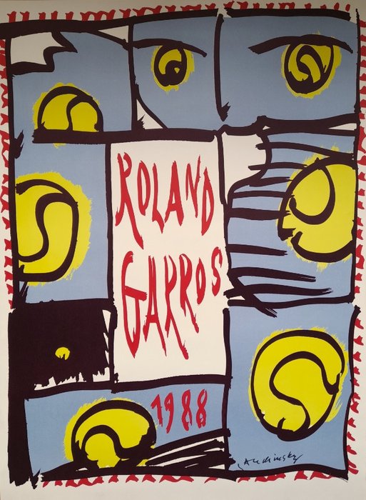 Pierre Alechinsky - Affiche originale - Roland Garros - 1988
