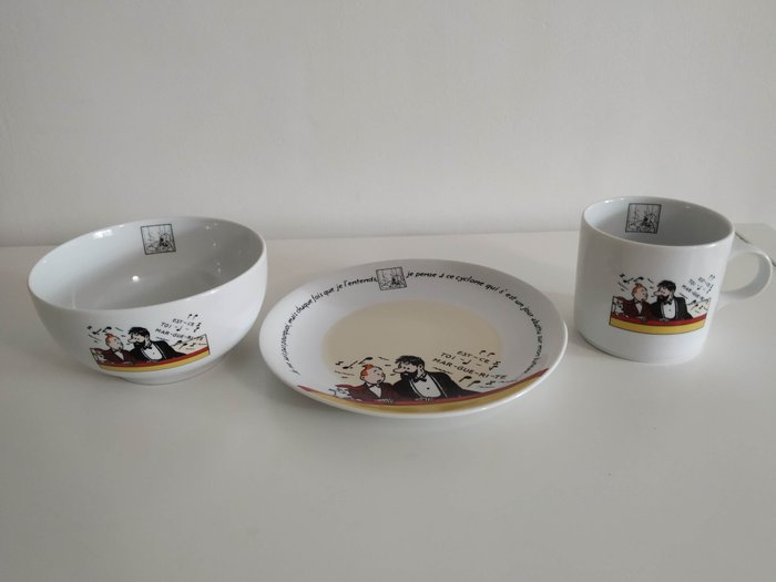 Tintin - Ensemble vaisselle - Les 7 boules de cristal - 1 assiette + 1 Bol + 1 mug - (1998)