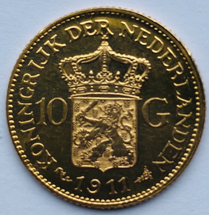 Netherlands. Wilhelmina (1890-1948). 10 Gulden 1911
