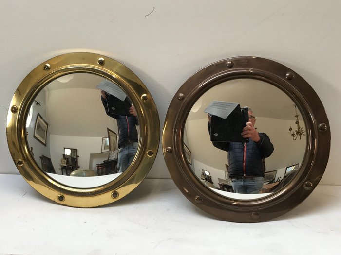 Vintage Porthole Convex Mirror 2, Vintage Convex Porthole Mirrors