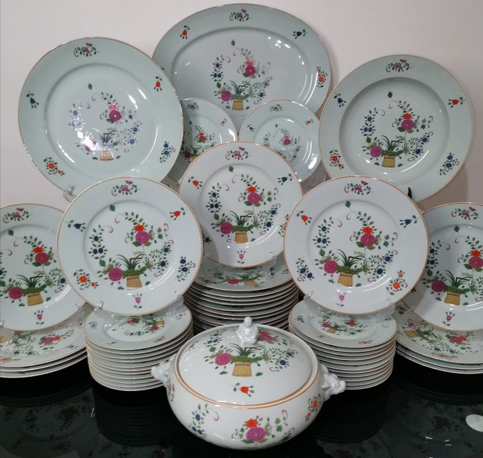 RAYNAUD & CO - Limoges - Table service (53) - Porcelain - CHINE PETIT PANIER CHINOIS