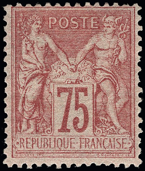 Frankreich 1885 - Sage, type II, N under U, 75 cents pink - Yvert 81