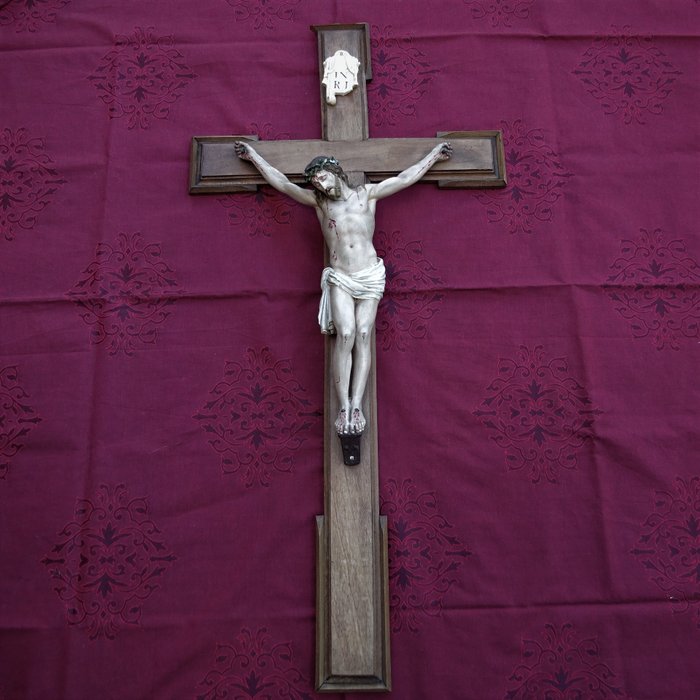 Argent Garneck Jésus Croix Statue Créative Christ Croix Ton Crucifix Debout avec Base Jésus Crucifix Maison Église Décoration de Bureau