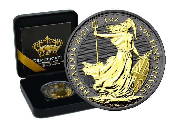 Royaume-Uni. 2 Pounds 2021 Britannia Gold Black Empire Edition in Box - 1 Oz