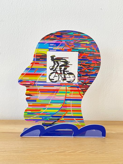 David Gerstein (1944) - " Head cyclist "    Serigraph on cutout steel, two sides