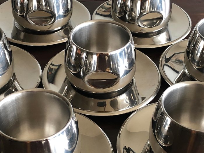 AMC Artdesign - 帶碟雙壁咖啡杯 (10) - 鋼（不銹鋼）