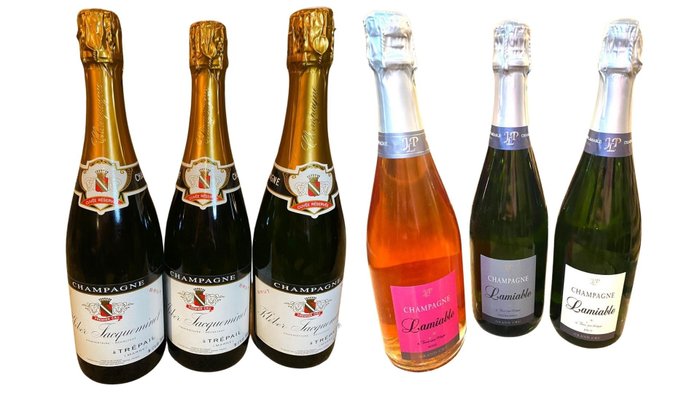 Kléber Jacqueminet x 3 & Lamiable; Rose, Brut & Extra Brut - Champagne - 6 Bottles (0.75L)