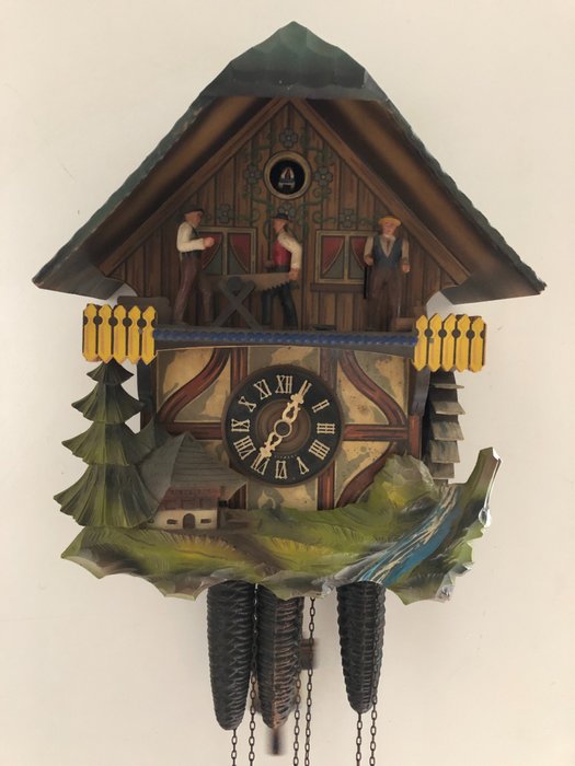 Ceas cu cuc - E. Schmeckenbecher - Alamă, Lemn - A doua jumătate a secolului 20