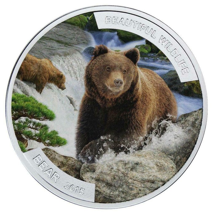 Niue. 1 Dollar 2015 Bear - Beautiful Wildlife Series