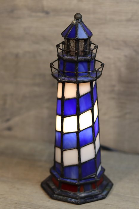 Table Lamp Lighthouse Glass, Stained Glass Lighthouse Lamp