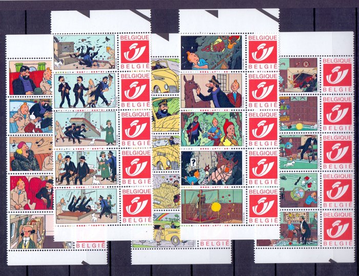 Belgien 1999/2007 - TINTIN collection: duo-stamps and two blocks