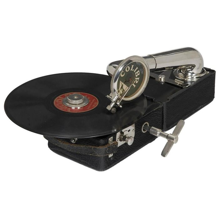 "Colibri" Belgian Miniature Portable Gramophone, c.1925 - Colibri - Gramofone 78 rpm