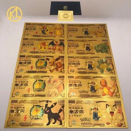 Banknote - Pokémon - Gold Zeni Yen Set - 99,9% Karat Gold - nippon ginko - pokemon - billet de banque dore a l'or