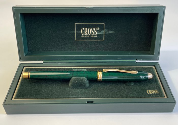 Cross - Caneta-tinteiro Laca Verde Marmoreado 616 M - Nib Ouro 14K - Condição Menta - Caixa Original