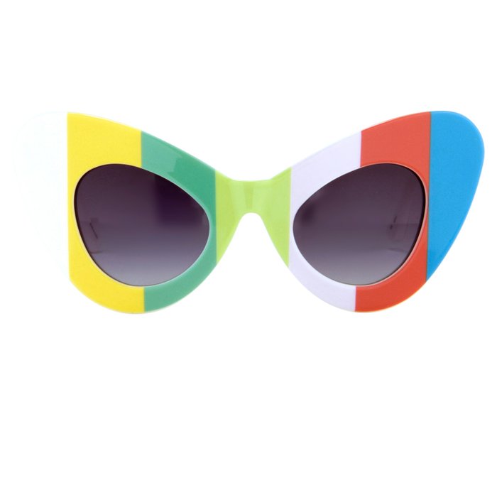 Jeremy Scott - Cat Eye Multicoloured Bars and Grey Occhiali da sole
