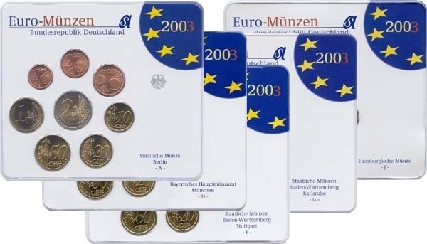Deutschland. Year Set (FDC) 2003 A, D, F, G, J (5 sets)