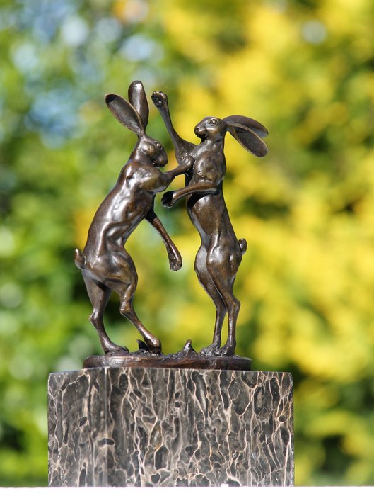 Sculpture, boxing hazen - 25 cm - marbre bronzé