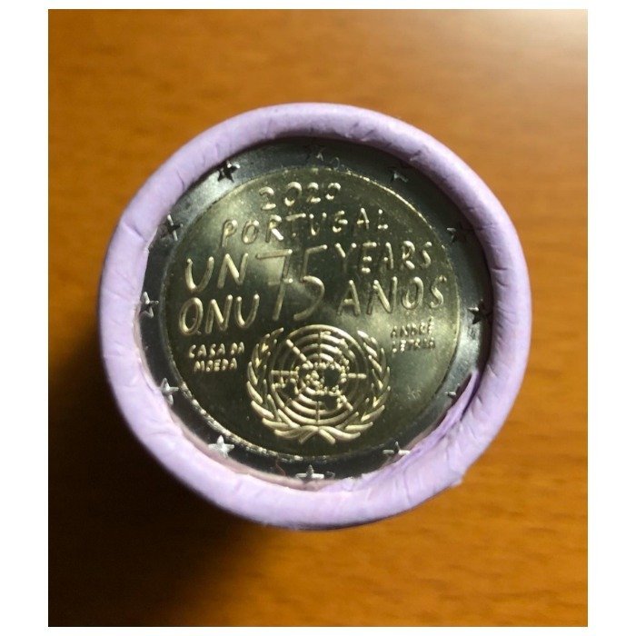 葡萄牙. 2 Euro 2020 "75 Anos ONU" (25 moedas) em rolo  (沒有保留價)