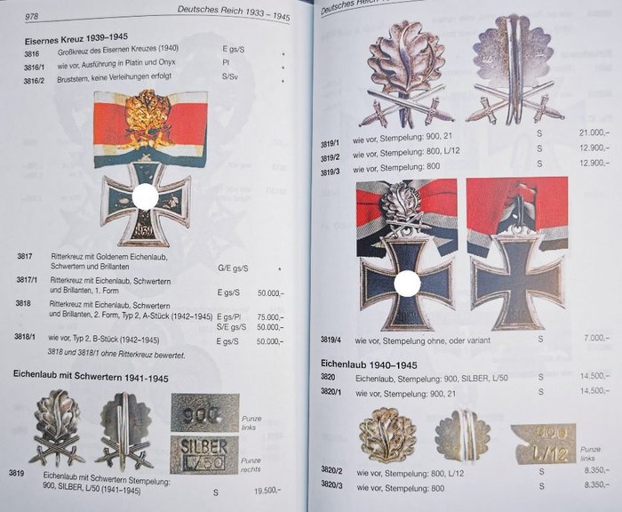 Alemania - Medallas y condecoraciones alemanas 1800-1945 - 3100 fotografías en color - catálogo de precios OEK - Libro