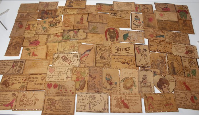 Stati Uniti - Cartoline in pelle (Collezione di 70) - 1890-1910