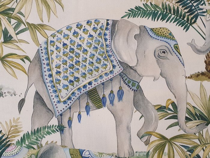Eksklusivt indisk stof med elefanter - 600x140cm - indisk design - Tekstil  - 600 cm - 140 cm