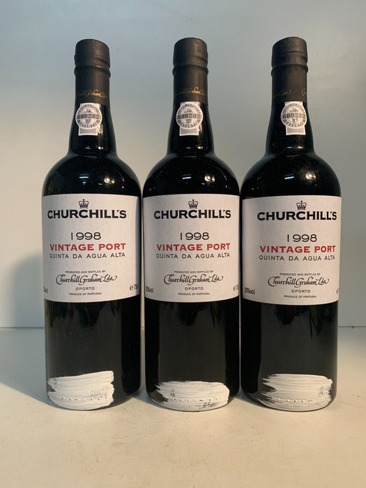 1998 Churchill's Quinta da Agua Alta Single Quinta Vintage Port - 3 Bottiglie (0,75 L)