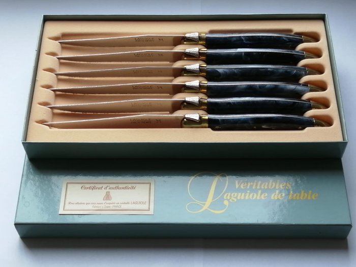 6x Steakmesser von Laguiole - Z40C13 Trempe - Inox France (1) - Messing, Stahl (rostfrei)