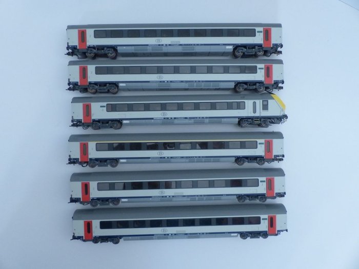 L.S.Models H0 - 43550-1/2/3/43051-1/2/3 - Vagón de viajeros - 6 carros con iluminación interior - SNCB NMBS