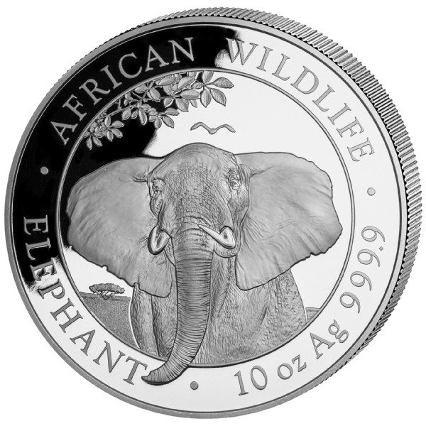 Somalie. 1.000 Shilling 2021 Somalia Elefant 10 Oz in Kapsel