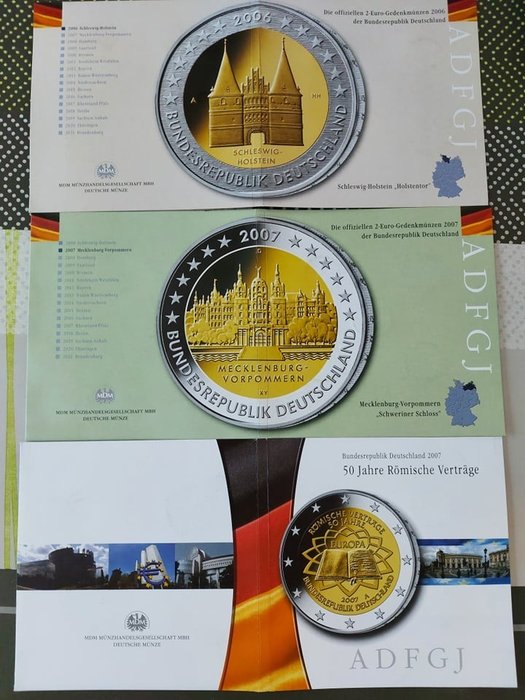Deutschland. 2 Euro 2006/2007 a,d,f,g,j (3 sets)