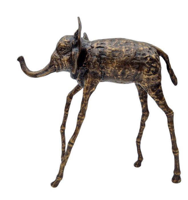 Escultura, Surrealatische olifant - 28 cm - Bronce