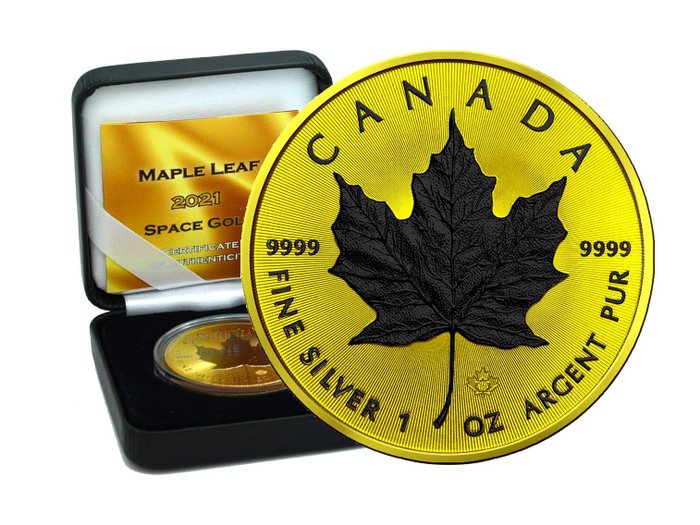 Canada. 5 Dollars 2021 - Maple Leaf Space Gold Edition - in Box + CoA -  1 Oz