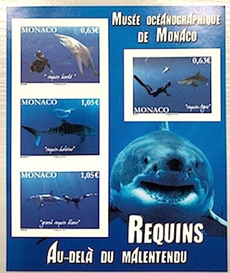 Monaco 2013 - ‘Requins - Au-delà du malentendu’, imperforate souvenir sheet, RARE - Yvert F2883