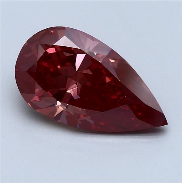 1 pcs Diamant - 2.91 ct - Pară - Fancy Orangy Red (color enhanced) - VVS1, GIA CERTIFIED!