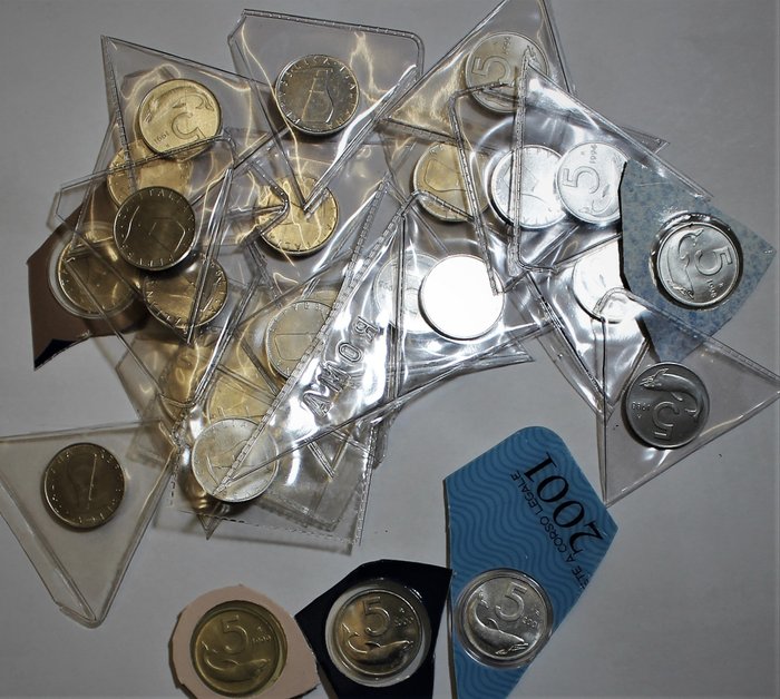 意大利， 意大利共和国. 5 Lire 1968/2001 "Delfino" FDC (Serie completa di 35 monete)