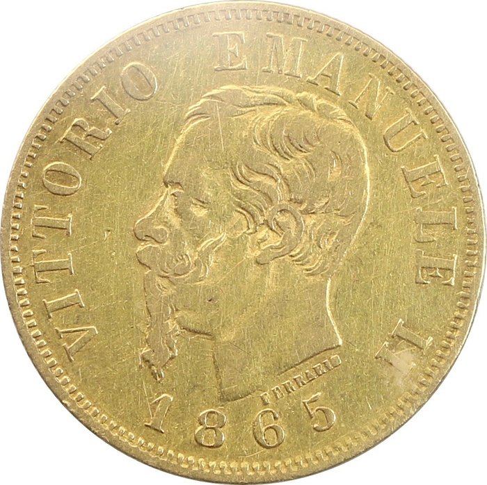 Italy, Kingdom of Italy. Vittorio Emanuele II di Savoia (1861-1878). 10 Lire 1865 - Torino