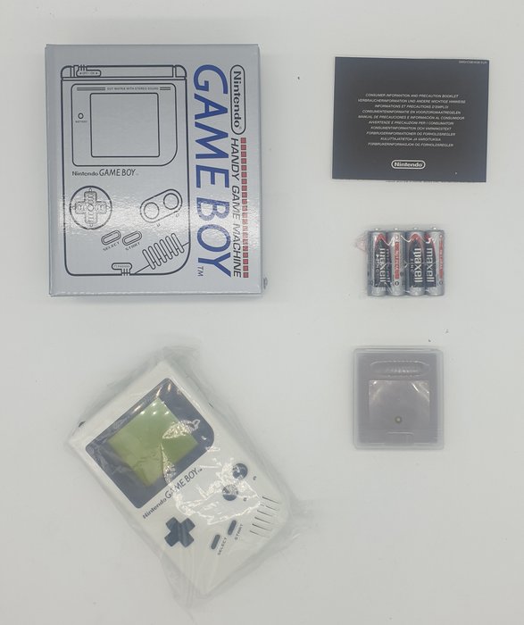 Nintendo Gameboy Classic White DMG-01 1989 Console - new state +2xOriginal Random Game - Set aus Videospielkonsole + Spielen - Mit nachgedruckter Verpackung