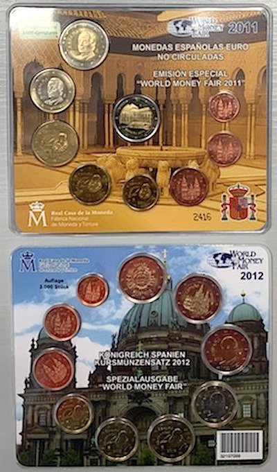 Spanien. Year Set 2011/2012 BU "World Money Fair" (2 sets)