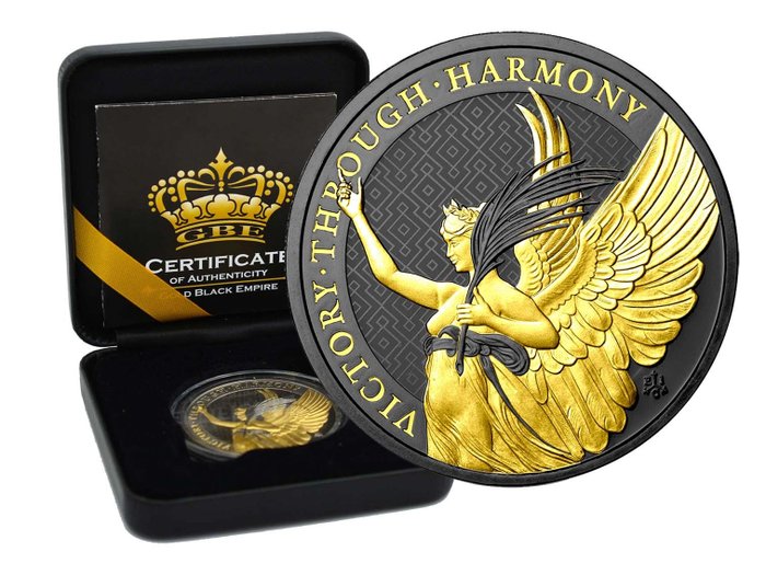 Saint Helena and Ascension (British Overseas Territory). 1 Pound 2021 St.Helena The Queen's Virtues Victory Gold Black Empire Edition - 1 Oz