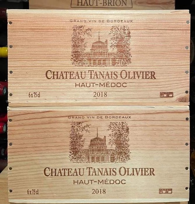 2018 Château Tanais Olivier - Haut-Médoc - 12 Flaskor (0,75L)
